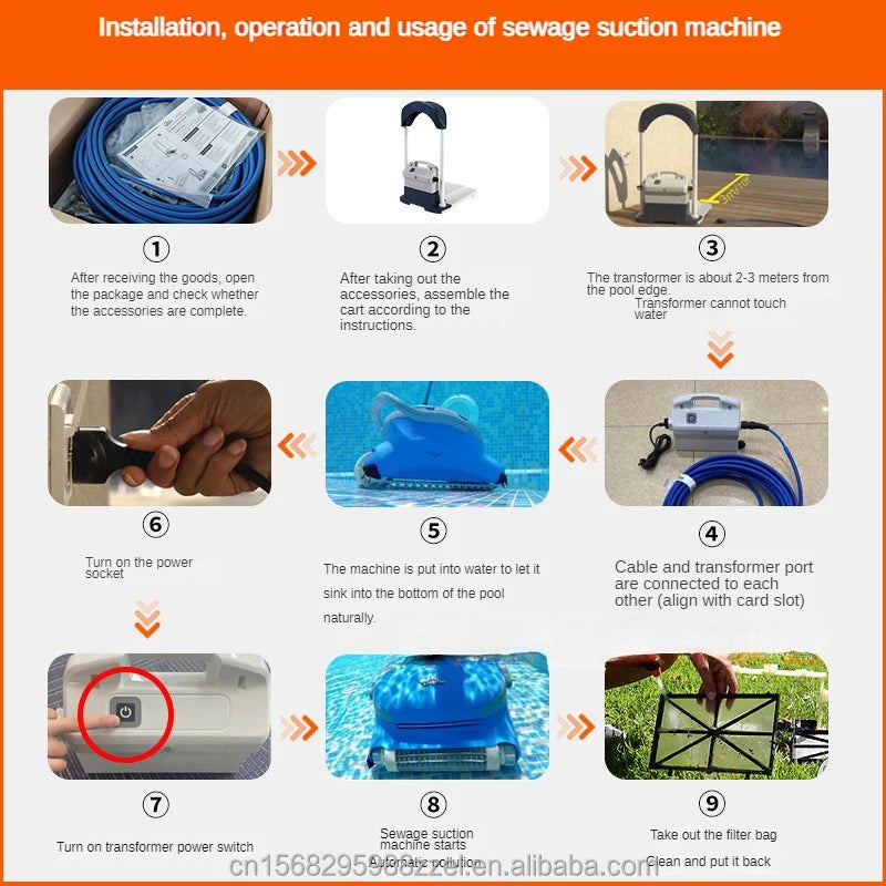 Automatic pool robot cleaner swimming pool vacuum cleaner Wall Climb Pool Vacuum with Intelligent Route Planning