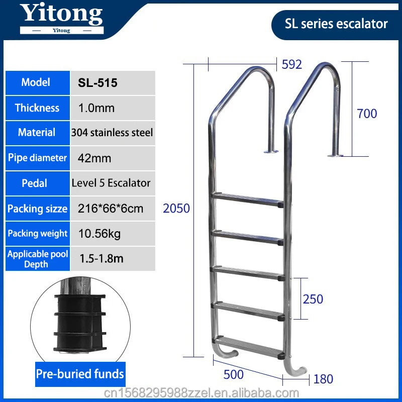 Factory Direct Sales Stainless Steel 2/ 3/ 4/ 5 Steps Swimming Pool Ladder for Swimming Pool Equipment and Accessories