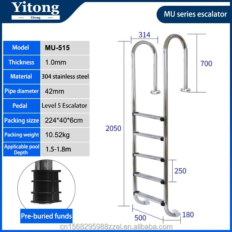 Factory Direct Sales Stainless Steel 2/ 3/ 4/ 5 Steps Swimming Pool Ladder for Swimming Pool Equipment and Accessories