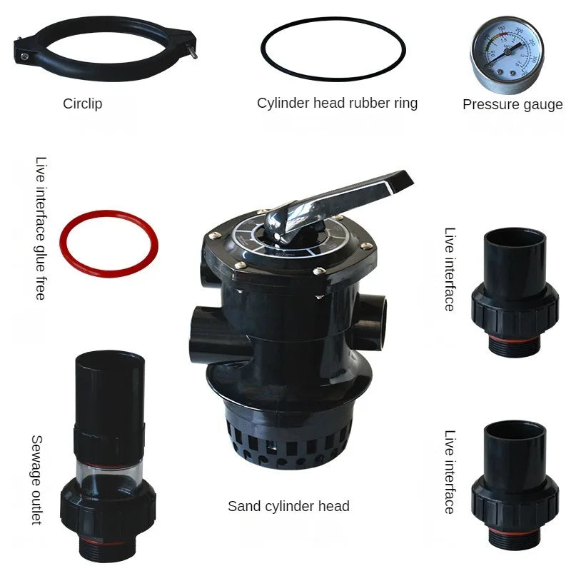 Pool filter sand tank head accessories Sand cylinder six function Control valve side outlet, sand cylinder head,sand filter head